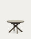 Table extensible ronde Vashti en grès cérame et pieds en acier finition marron Ø120(160)cm