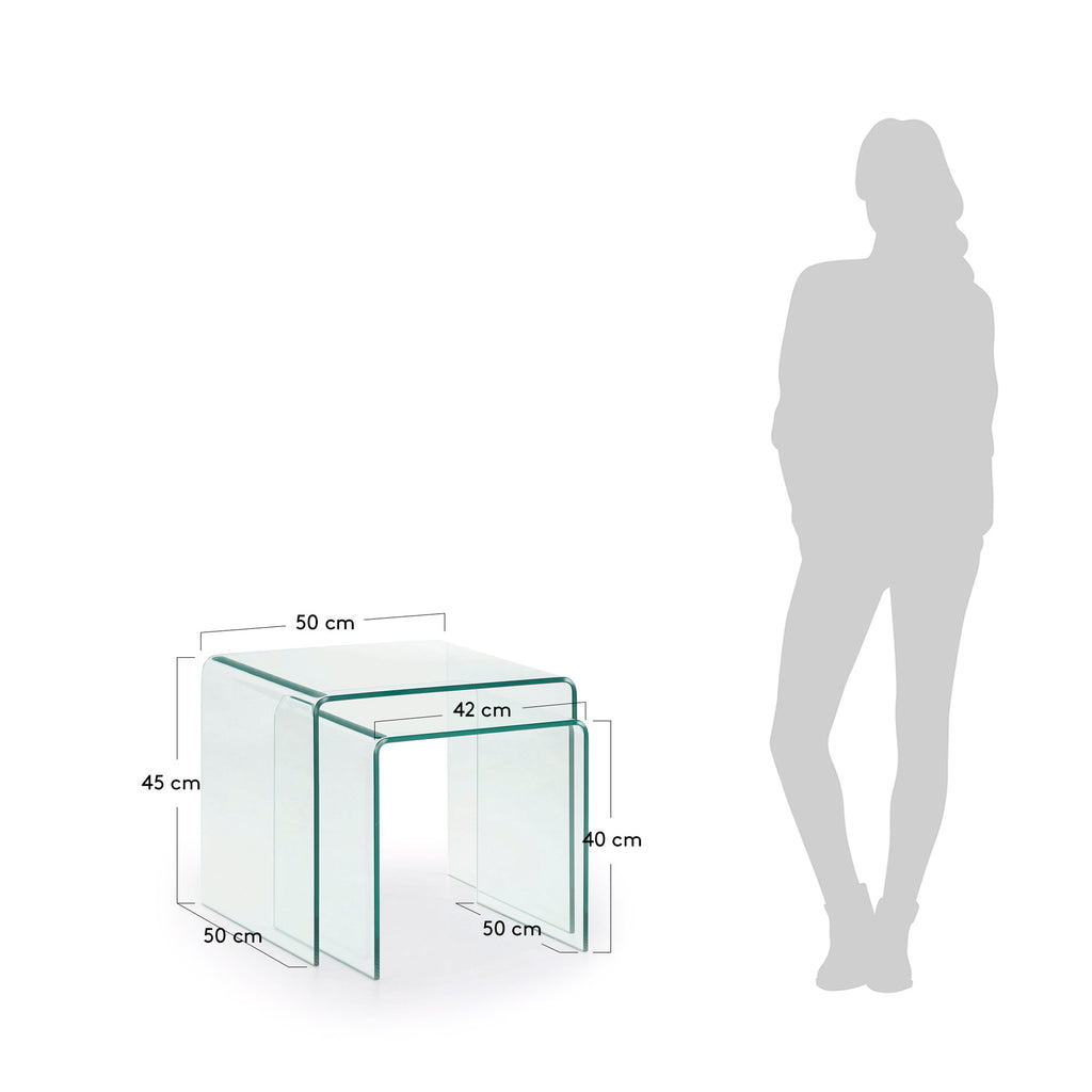 Ensemble Burano de 2 tables gigognes en verre