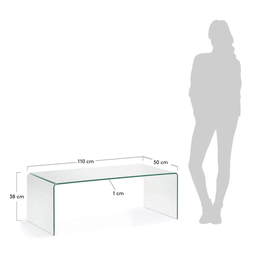 Table basse Burano en verre 110 x 50 cm