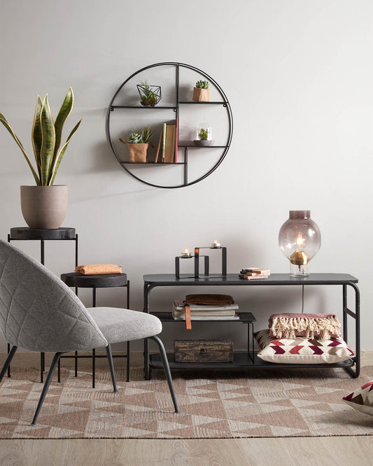 Étagère murale Across en acier avec finition noire Ø 55 cm