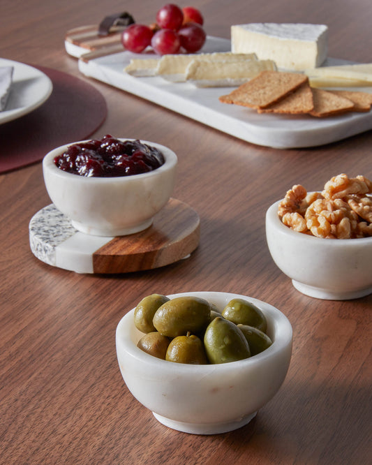 Set Cataleg de 4 dessous de verre rond marbre blanc gris