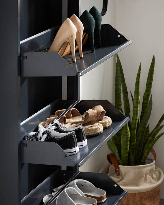 Meuble à chaussures Ode 50 x 103 cm 3 portes gris foncé