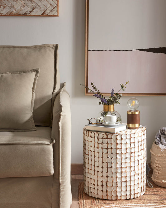 Table d'appoint Necoco en bois de manguier et coques de noix de coco Ø 40 cm