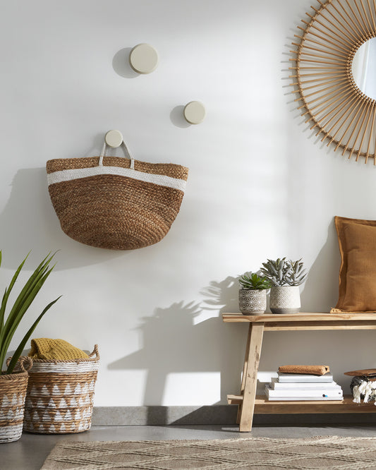 Lot Nadua de 3 patères en bois de hêtre couleur beige