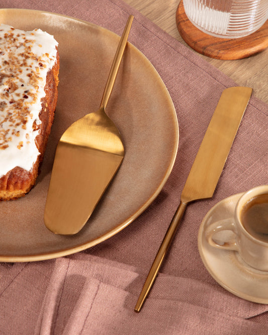 Ensemble Lite de 2 couverts à dessert doré