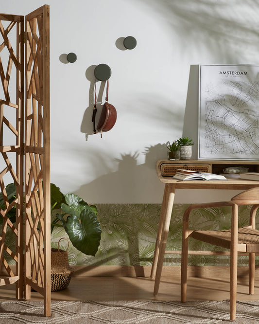 Lot Nadua de 3 patères en bois de hêtre couleur verte