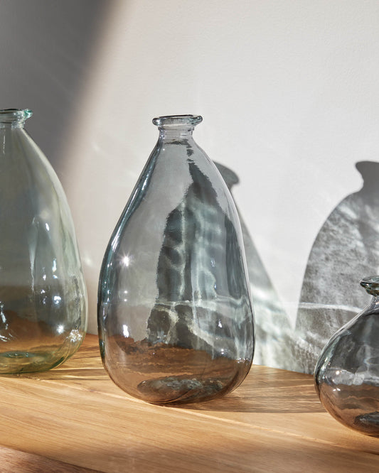 Vase Brenna bleu moyen format en verre 100% recyclé