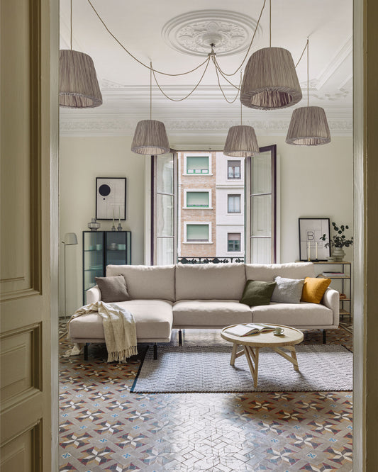 Canapé Galene 4 places avec méridienne gauche beige 314 cm FSC Mix Credit