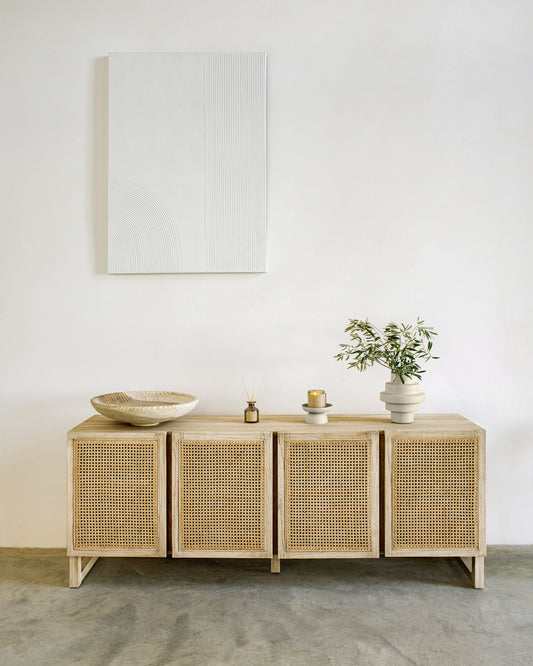 Tableau Adelta rayures blanc 80 x 110 cm
