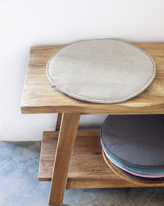 Galette de chaise ronde Sora velours côtelé taupe Ø 35 cm
