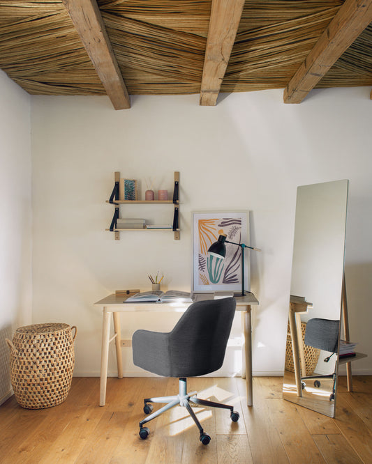 Chaise de bureau Madina gris foncé et pieds en acier noir mat