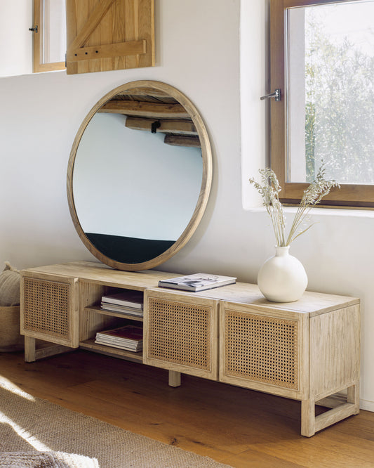 Miroir rond Alum bois de mindi Ø 100 cm