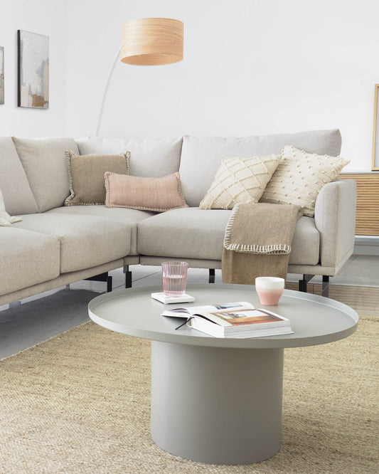 Table d'appoint ronde Fleksa en métal gris Ø 72cm