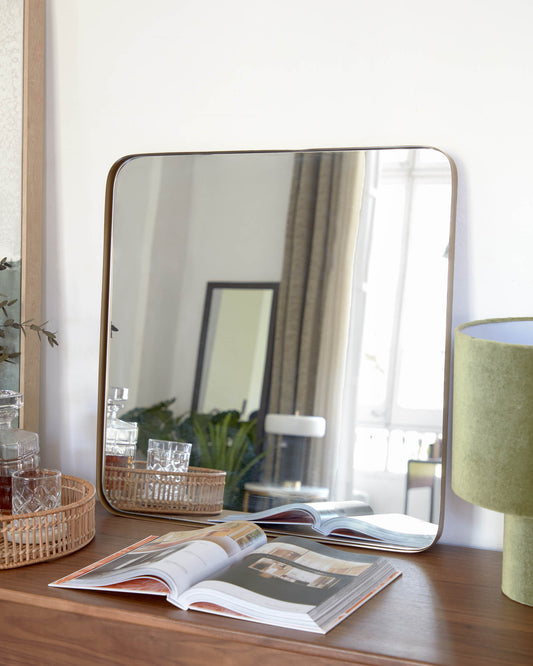 Miroir mural Marco métal doré 60 x 60 cm