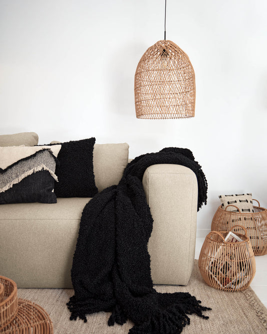 Abat-jour pour suspension Domitila rotin finition naturelle Ø 44 cm