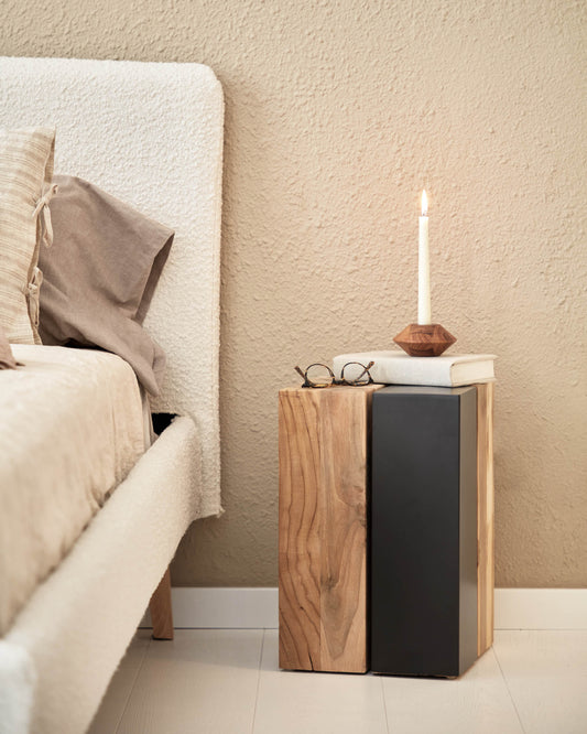 Table d'appoint Kwango en bois de teck et métal 29 x 45 cm