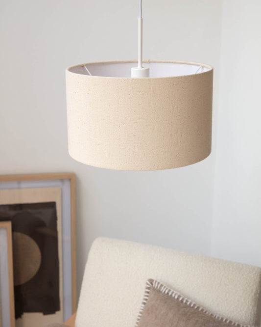 Abat-jour suspension petit Nazli en lin finition beige Ø 40 cm
