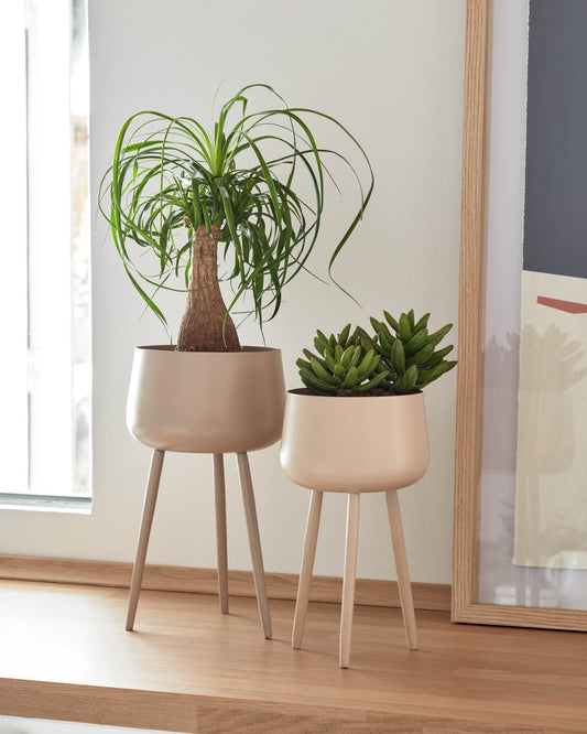 Cache-pot Apia en métal beige Ø 15cm