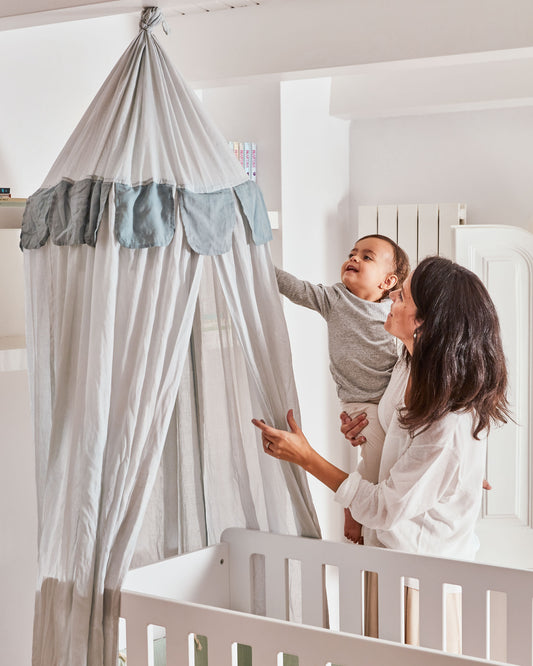 Ciel de lit enfant Carelene 100% coton bleu