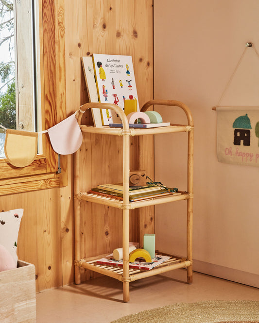 Étagère Ormela en rotin finition naturelle 40 x 80 cm