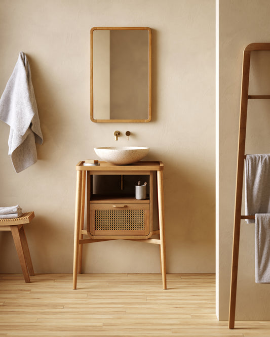 Miroir Shamel en bois de teck 45 x 70 cm