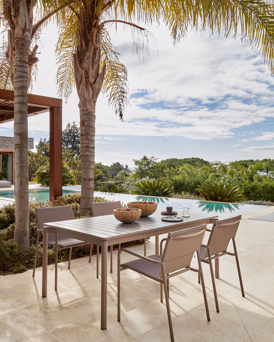 Table de jardin extensible Zaltana en aluminium marron mat 140 (200) x 90 cm