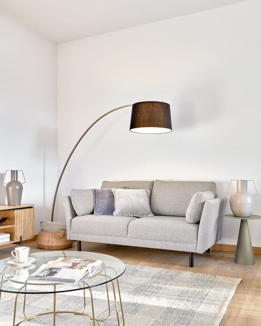 Canapé Gilma 2 places gris clair avec pieds finition noire 170 cm