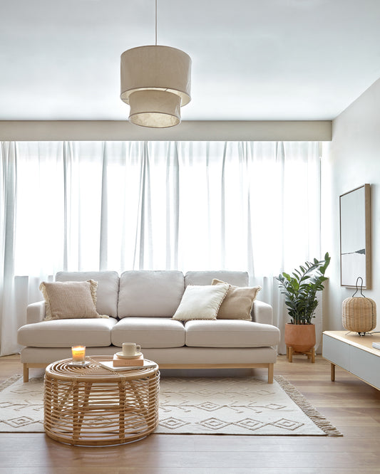 Table basse Kohana ronde en rotin finition naturelle Ø 66 cm