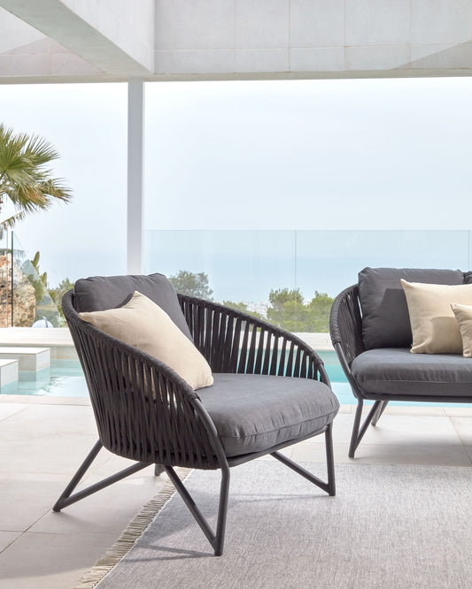 Fauteuil Branzie en corde noire