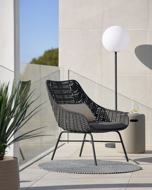 Fauteuil Abeli en corde noir