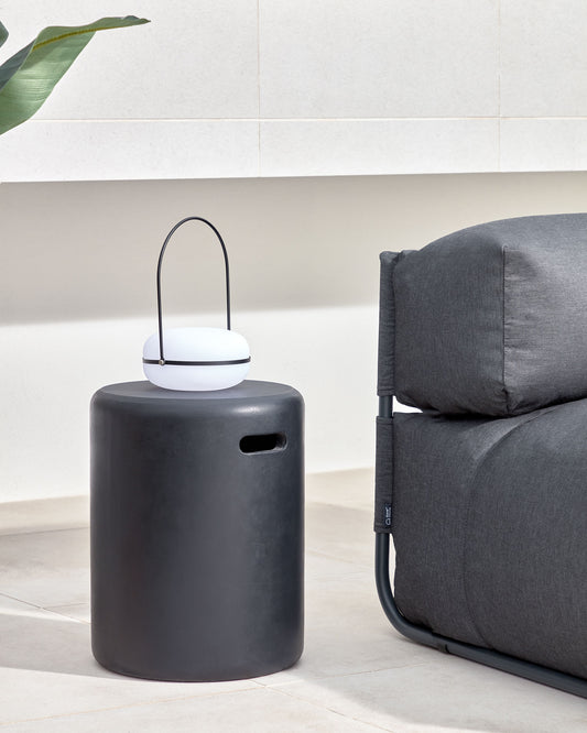 Repose-pieds de jardin Taimi en ciment finition noire Ø 35cm