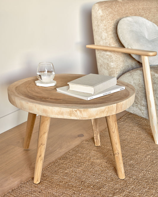 Table d'appoint Wellcres en bois de mungur Ø 65 cm
