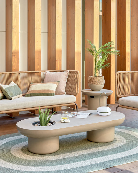 Table basse de jardin Taimi en ciment Ø 140 x 60cm