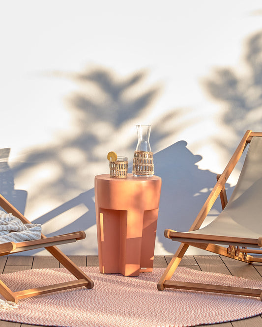 Table d'appoint ronde Vilena en terre cuite de Ø 33 cm