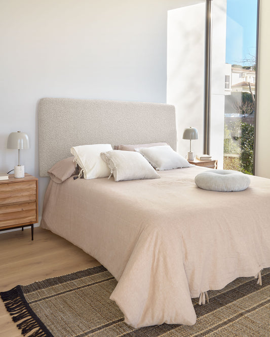 Tête de lit déhoussable Dyla en bouclette blanche pour lit de 160 cm FSC Mix Credit