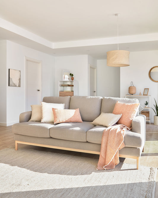 Canapé Mihaela 3 places en micro bouclette grise 203 cm FSC Mix Credit