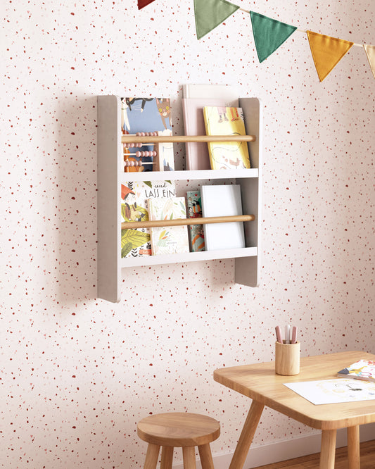 Etagère Gopi en bois de pin finition naturelle et blanche 50 x 60 cm