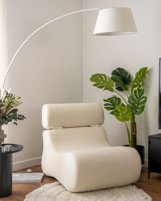 Club white bouclé armchair
