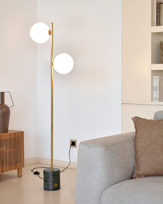 Lampadaire Lonela en marbre avec finition verte