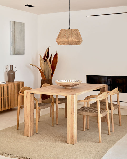 Table Deyanira en contreplaqué de chêne et pieds en bois de chêne 160 x 90 cm
