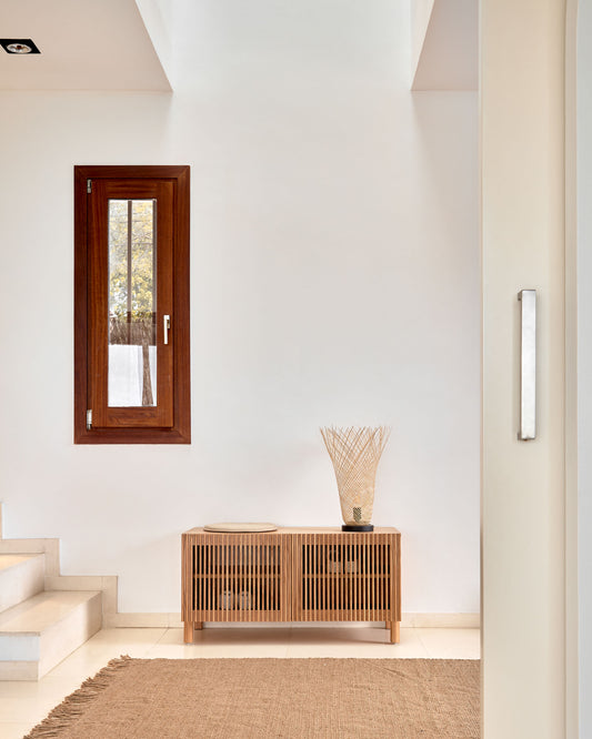 Meuble à chaussures Beyla 2 portes en bois massif et placage de frêne 98,5 cm FSC 100 %