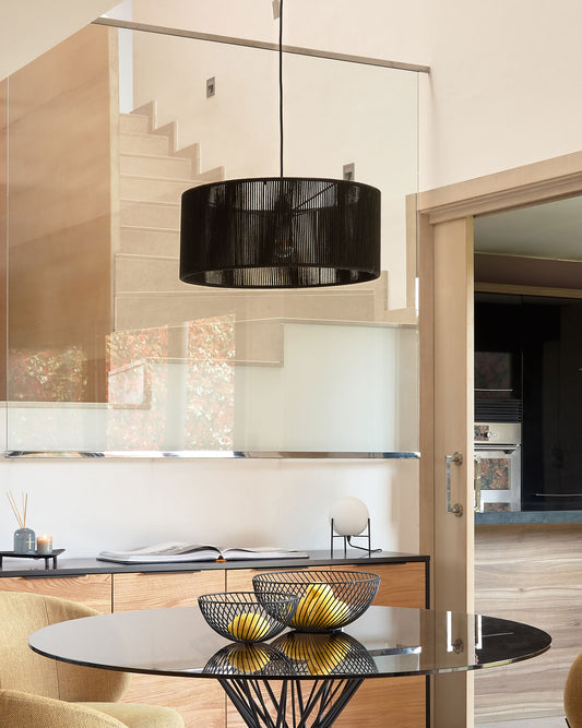 Abat-jour pour suspension Cantia en coton finition noire Ø 47 cm