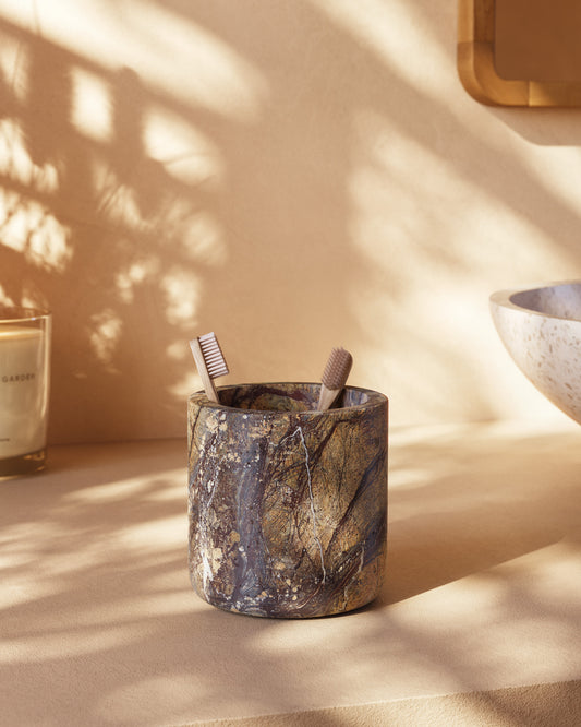 Porte brosses à dents Spalsh en marbre beige