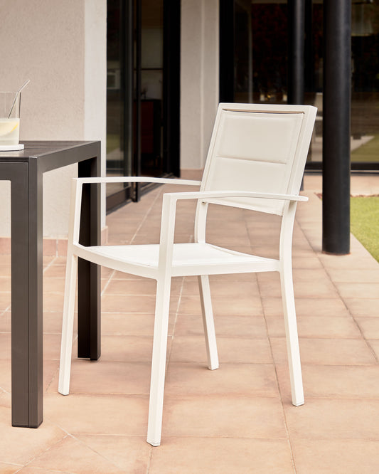 Chaise de jardin Sirley en aluminium et texteline blanc