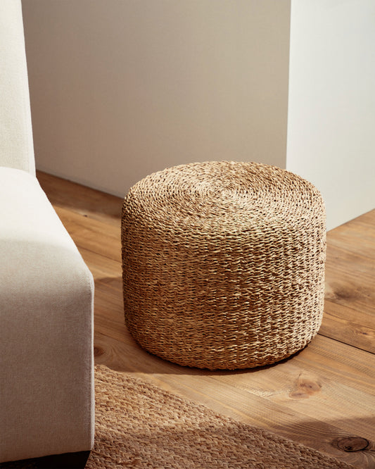 Repose-pieds rond Someina en fibres naturelles Ø 40 cm