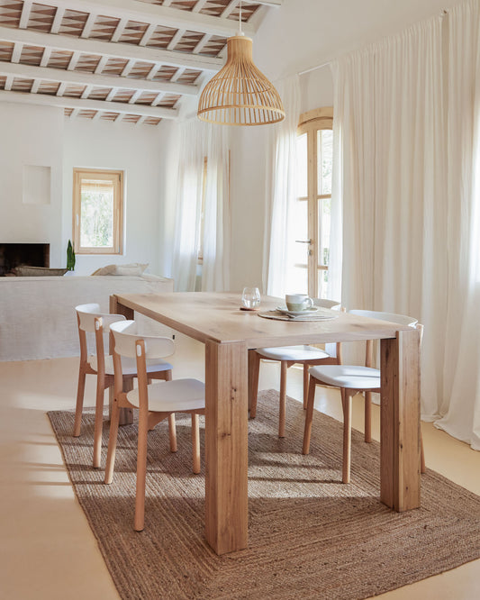 Table Deyanira en contreplaqué de chêne et pieds en bois de chêne 200 x 100 cm