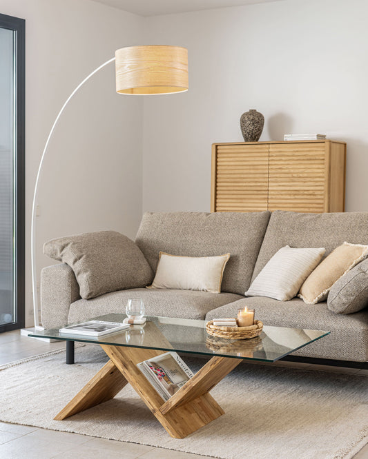 Table basse Waley en verre et structure en chêne 120 x 70 cm