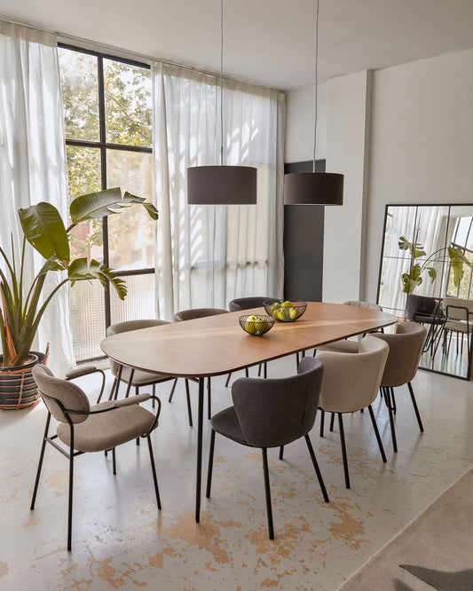 Table extensible Novac 170(320)x100 cm contreplaqué de chêne et pieds en acier noir