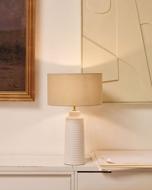 Lampe de table Mijal en céramique finition blanche