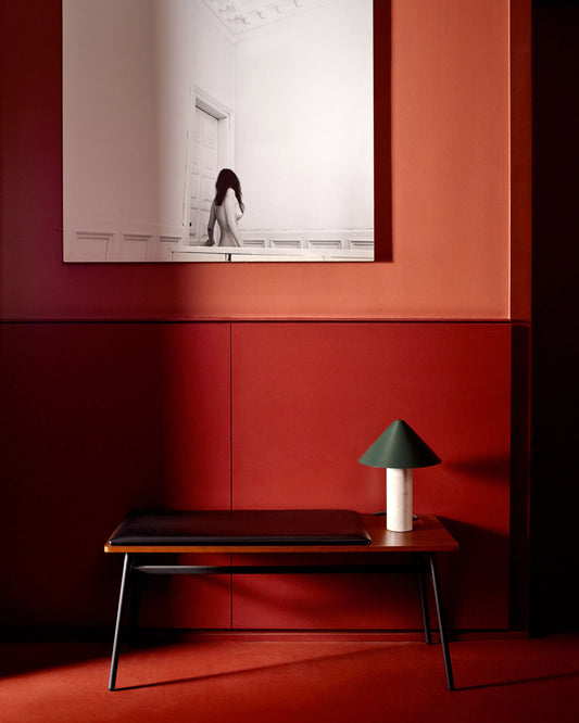 Banc Carabel en acier et placage en bois de noyer 100 cm